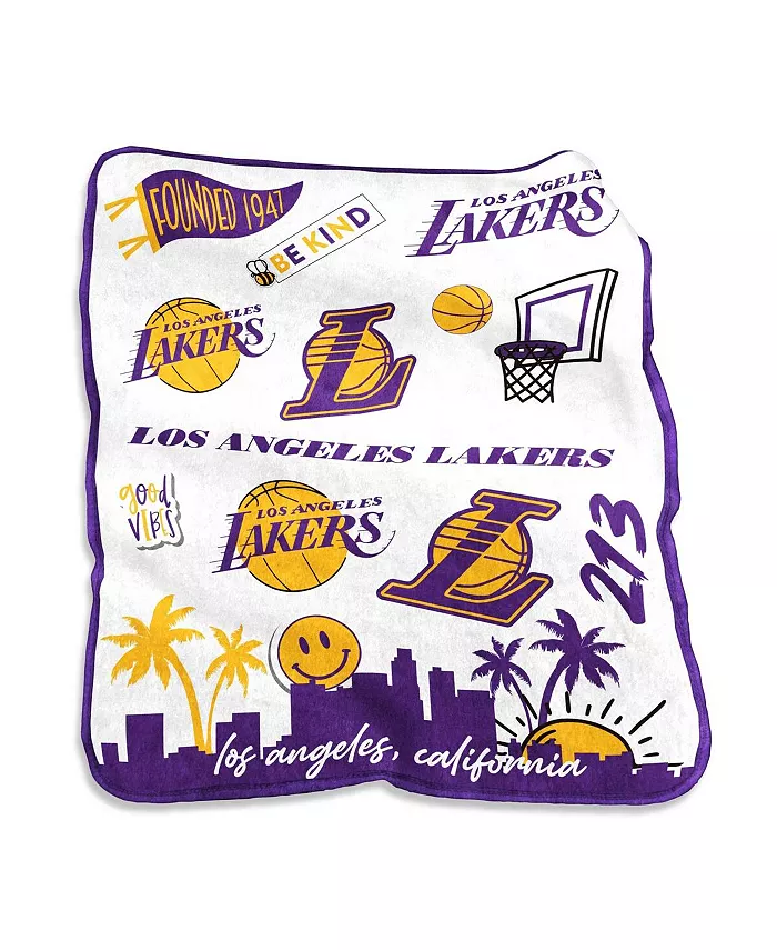 Logo Brands Los Angeles Lakers 50'' x 60'' Native Raschel Plush Throw Blanket - Intensery