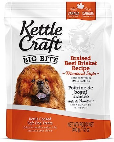 Kettle Craft Big Bite Braised Beef Brisket Recipe Dog Treats， 12-oz bag - Intensery