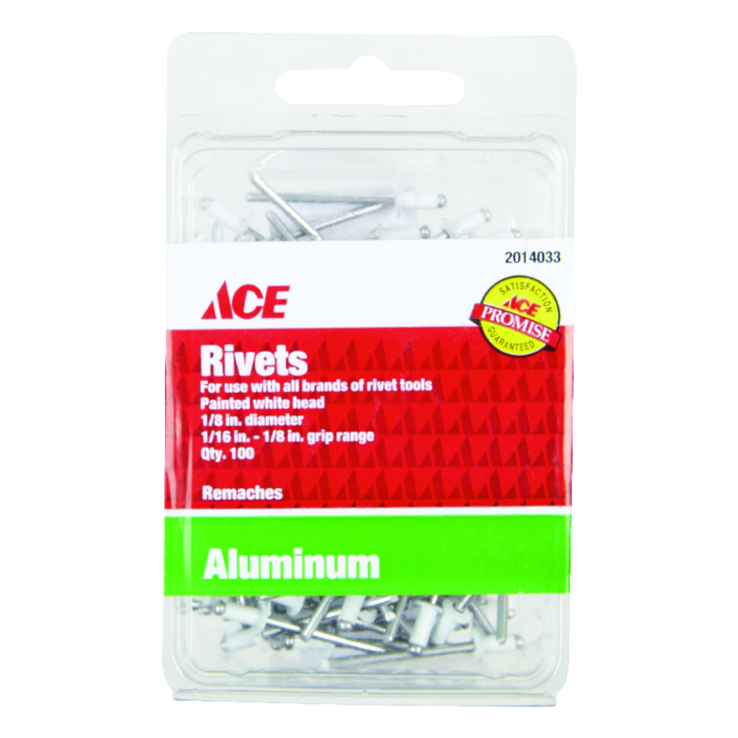 Ace 1/8 in. D X 1/8 in. Aluminum Blind Rivets White 100 pk - Intensery