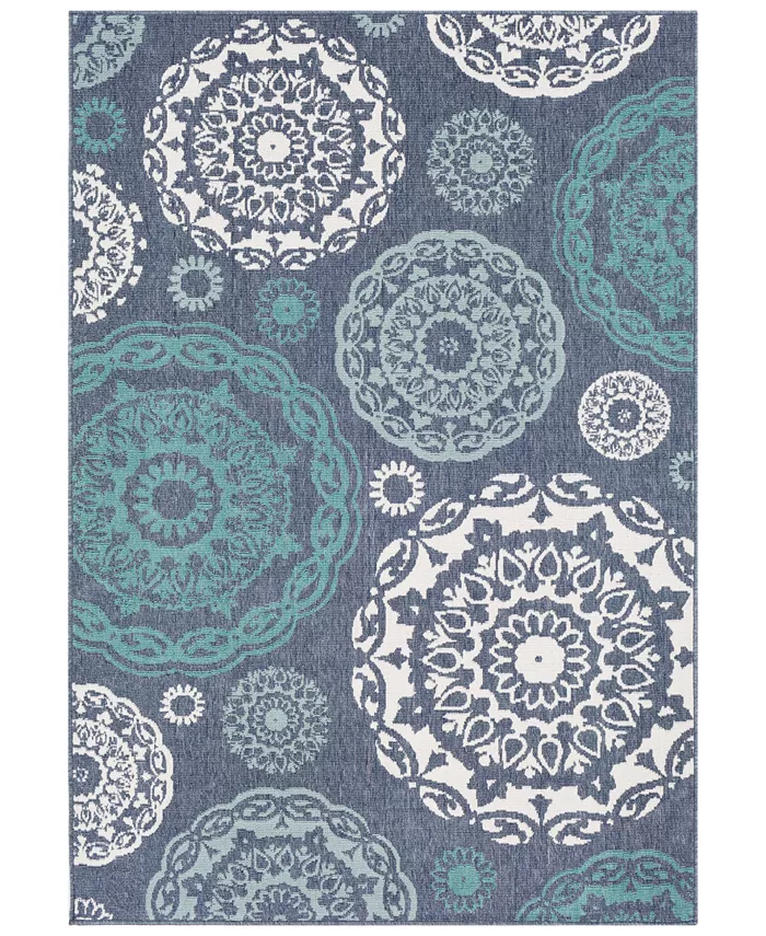 Surya Alfresco ALF-9666 Charcoal 6' x 9' Area Rug， Indoor Outdoor - Intensery