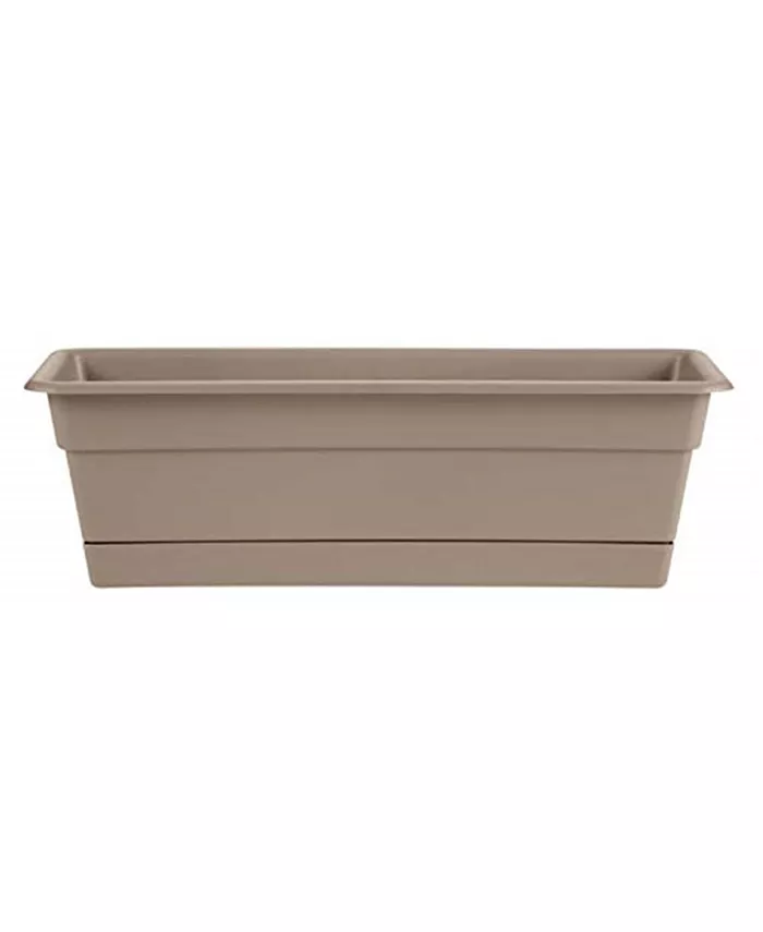 Bloem DCBT24-83 Dura Cotta Window Box Planter w  Tray 24 Pebble Stone - Intensery