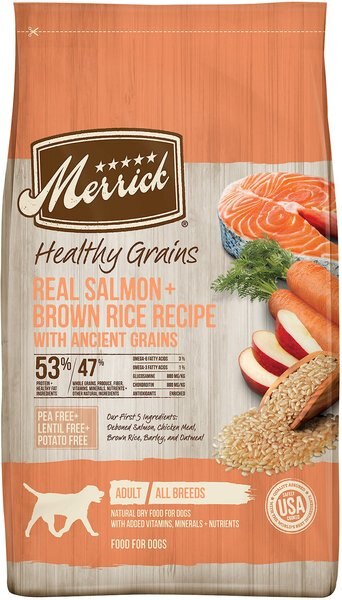 Merrick Healthy Grains Real Salmon and Brown Rice Recipe With Ancient Grains Dry Dog Food - Intensery