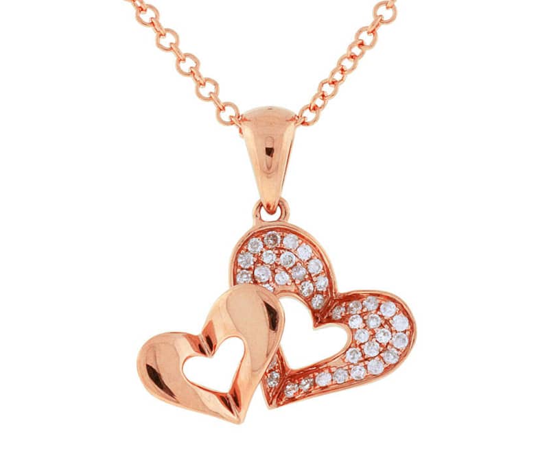 Royal Jewelry 14K Rose Gold Diamond Heart Pendant - Intensery