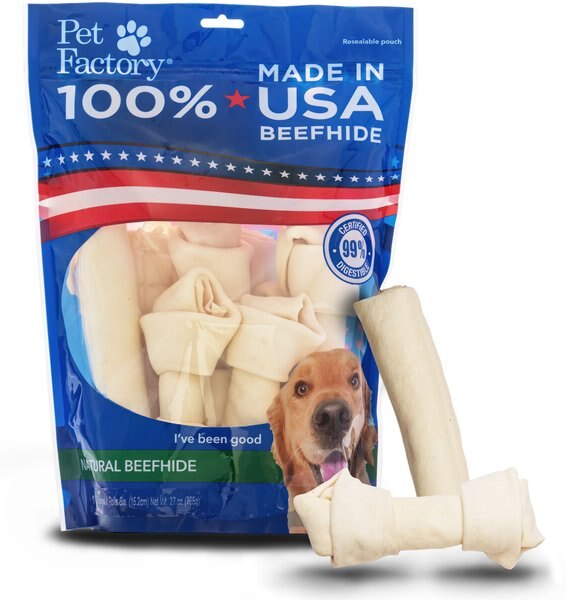 Pet Factory Beefhide 6 to 7-inch Natural Flavored Dog Hard Chews， 10 count - Intensery