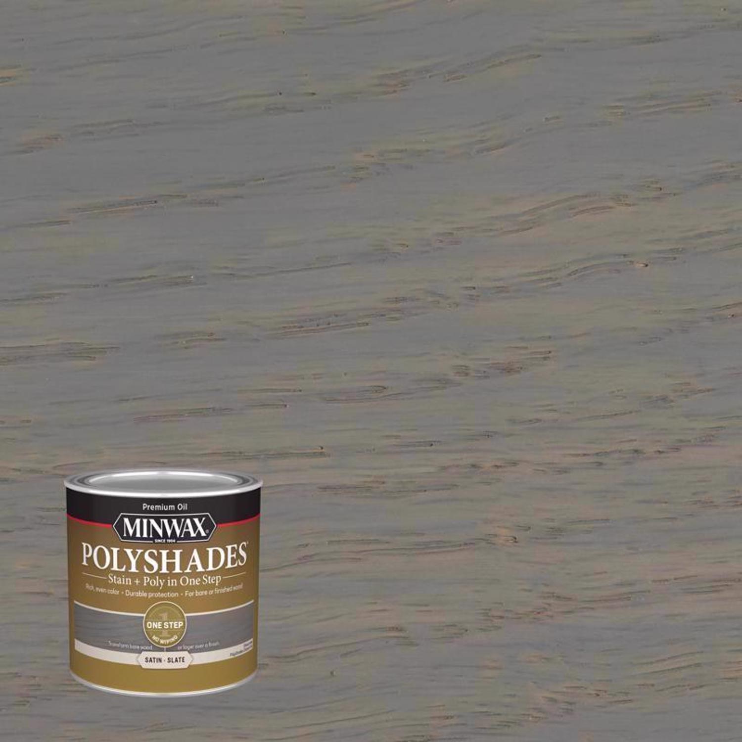 Minwax PolyShades Semi-Transparent Satin Slate Oil-Based Stain/Polyurethane Finish 0.5 pt - Intensery
