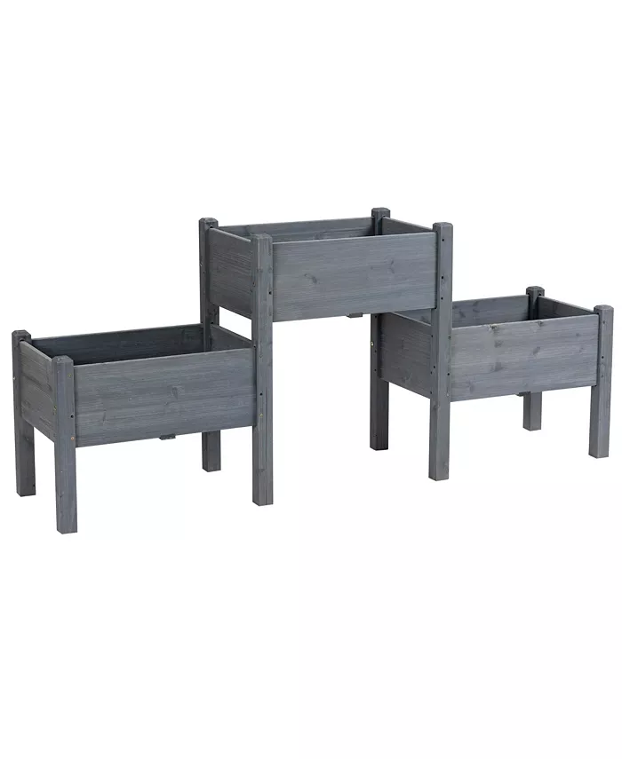 Outsunny 3 Tier Raised Garden Bed Freestanding Planter Box for Vegetables Herbs - Intensery