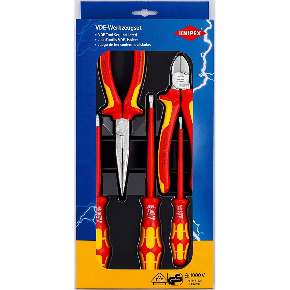 Knipex VDE Tool Set in Plastic Deep Drawn Tray 5pc - Intensery
