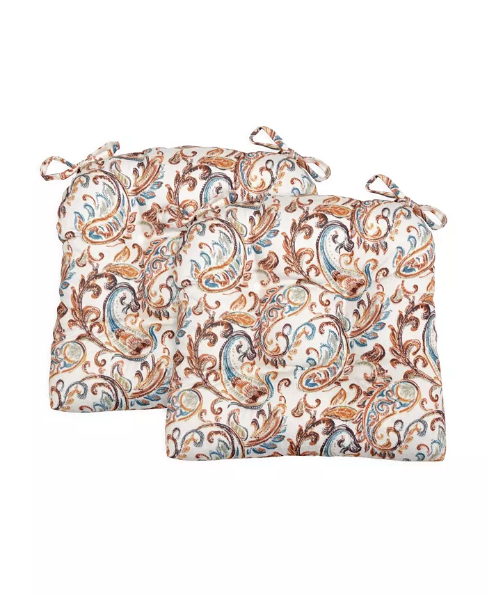 Arlee Home Fashions Paisley Set of Two Chair Pad Seat Cushions - Intensery