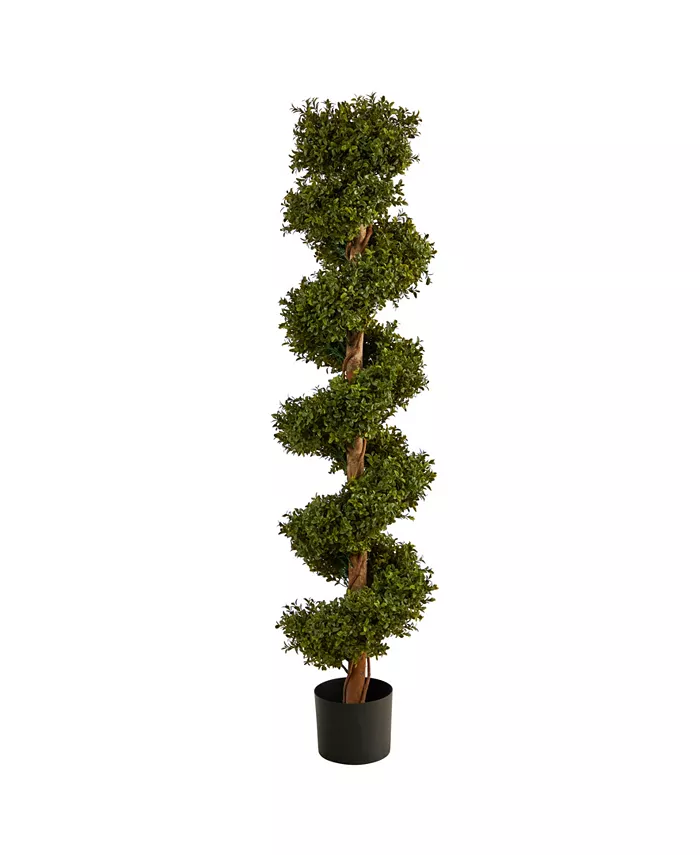 Nearly Natural 5' Boxwood Spiral Topiary Artificial Tree Indoor Outdoor - Intensery