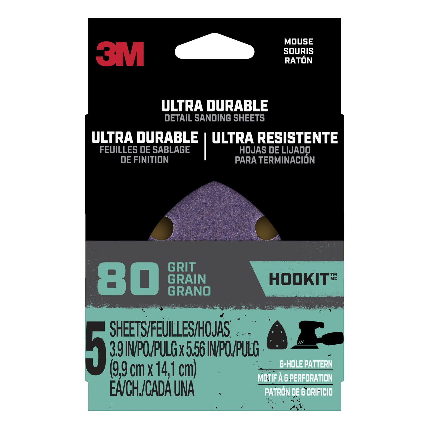 3M 3.9 in. L X 5.6 in. W 80 Grit Ceramic Mouse Sandpaper 5 pk - Intensery