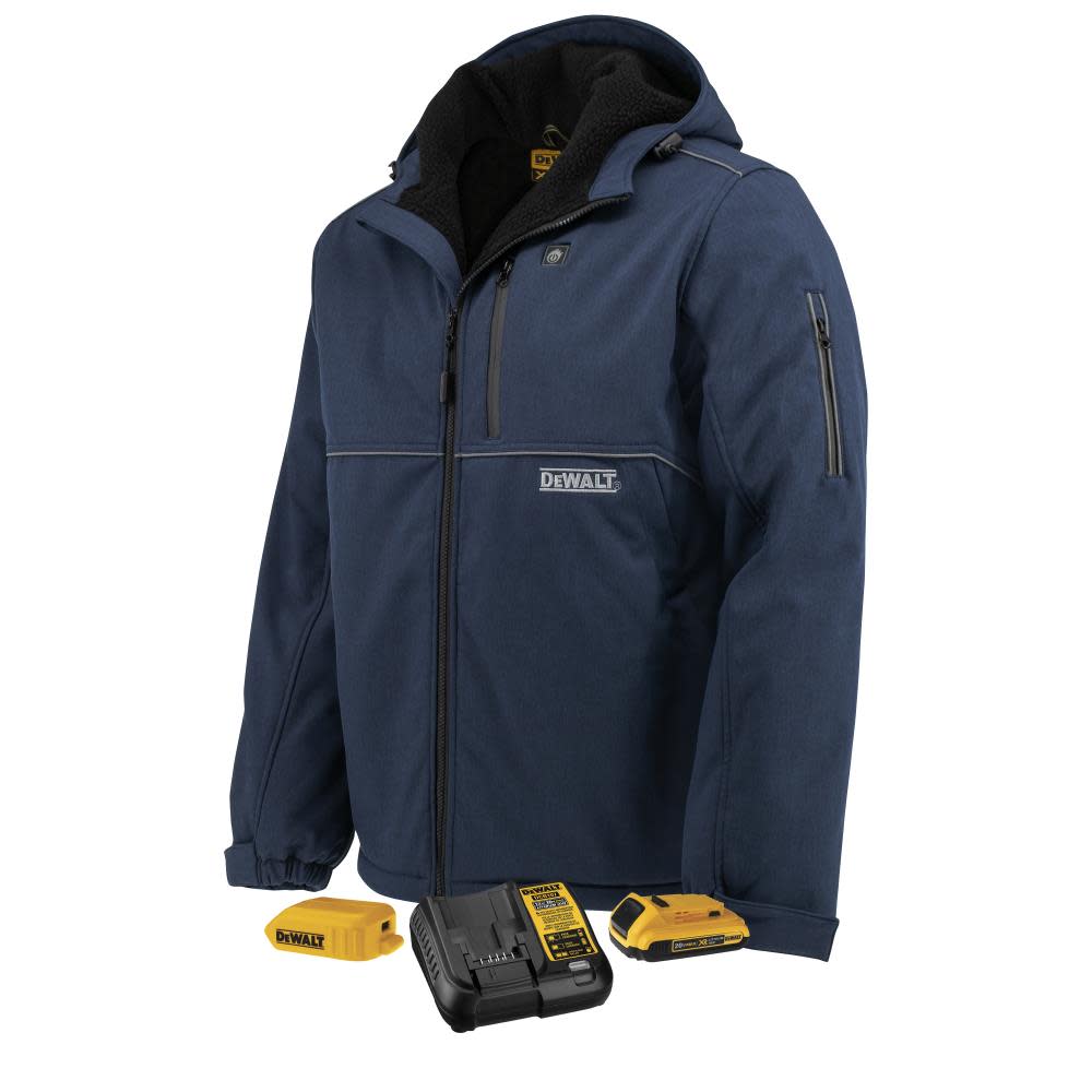 DEWALT Mens Heated Kit Soft Shell Jacket with Sherpa Lining ted Navy Size XL DCHJ101D1-XL from DEWALT - Intensery