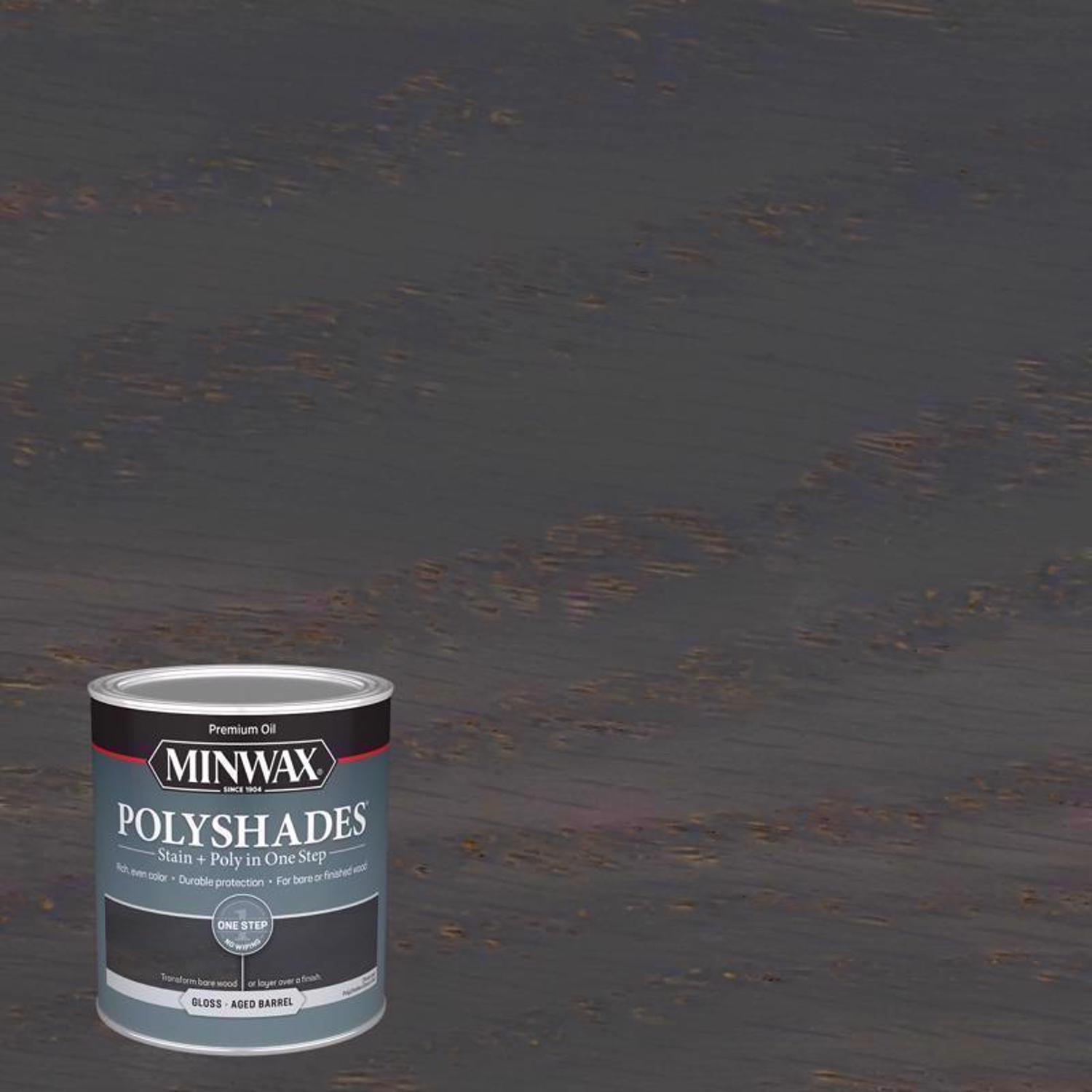 Minwax Polyshades Semi-Transparent Gloss Aged Barrel Stain/Polyurethane Finish 1 qt - Intensery