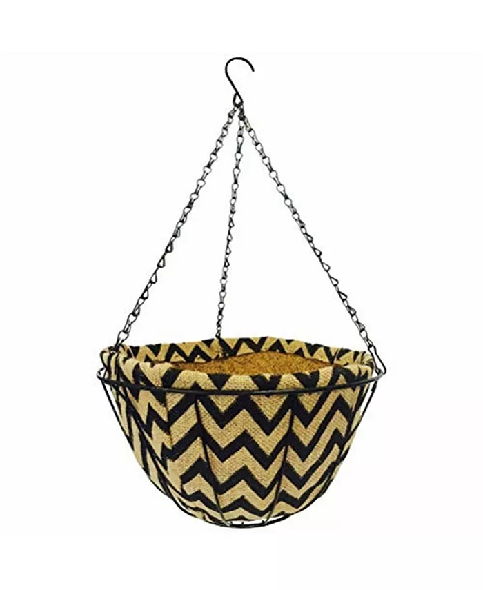 Gardener's Select Hanging Basket with Jute Coco Liner， Black Wave 14 - Intensery