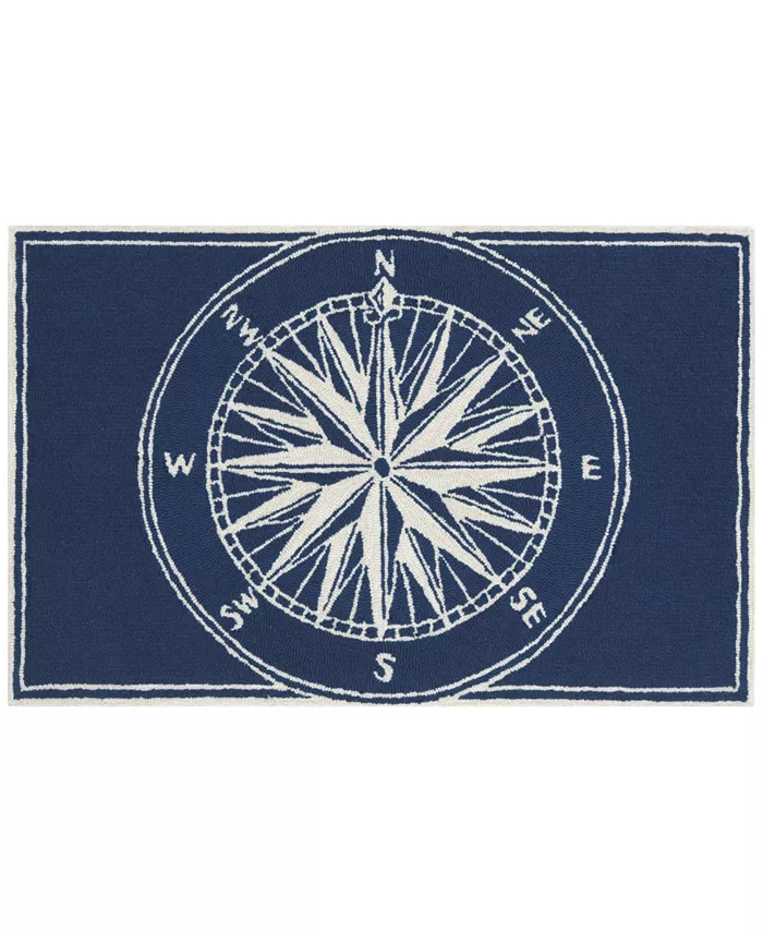 Liora Manne' Liora Manne Front Porch Indoor Outdoor Compass Navy 2' x 3' Area Rug - Intensery
