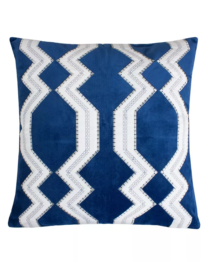 Homey Cozy Vivian Applique Velvet Square Decorative Throw Pillow - Intensery