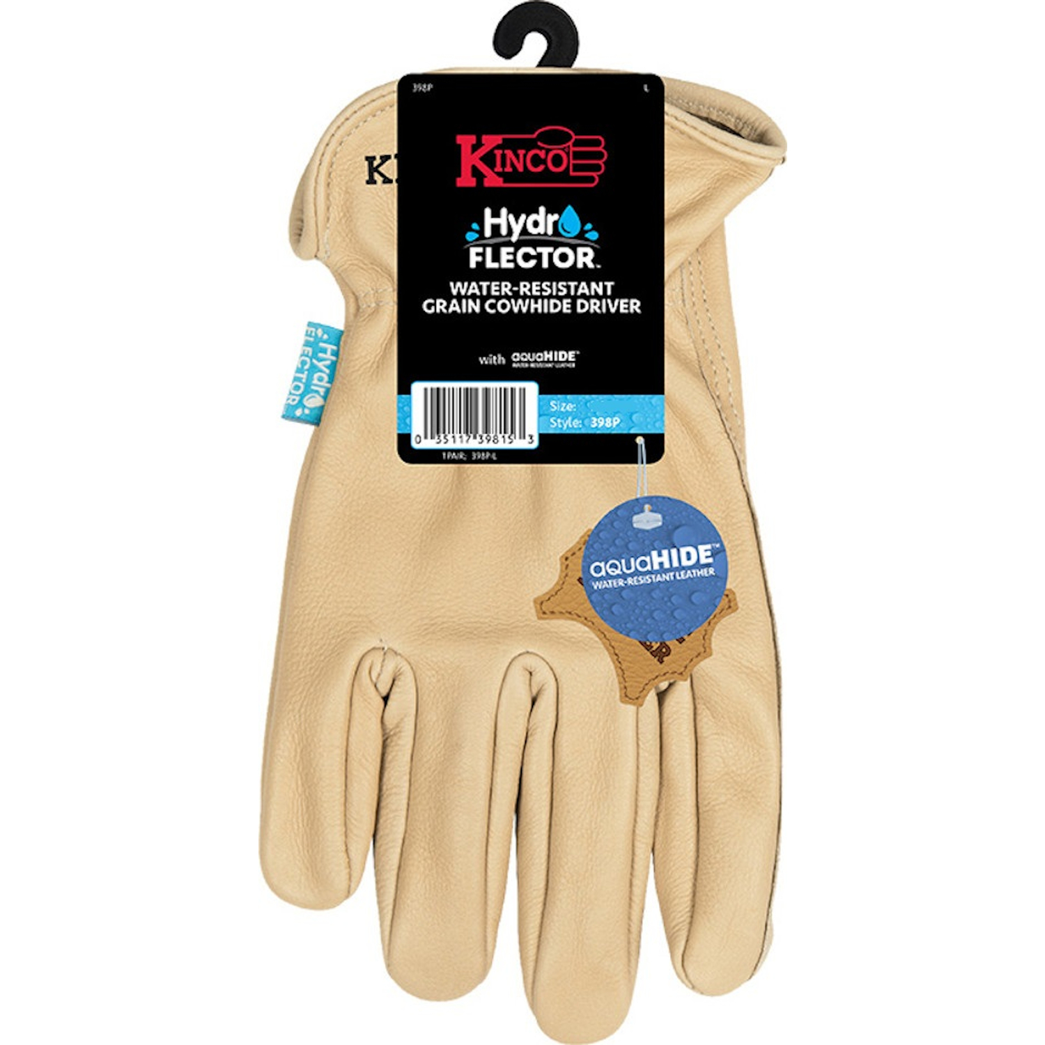 Kinco Hydroflector Men\u0027s Indoor/Outdoor Premium Grain Driver Gloves Tan XL 1 pair - Intensery