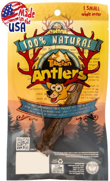 Tibetan Dog Chew Whole Antler Grain-Free Dog Treat， 1 count， Small - Intensery