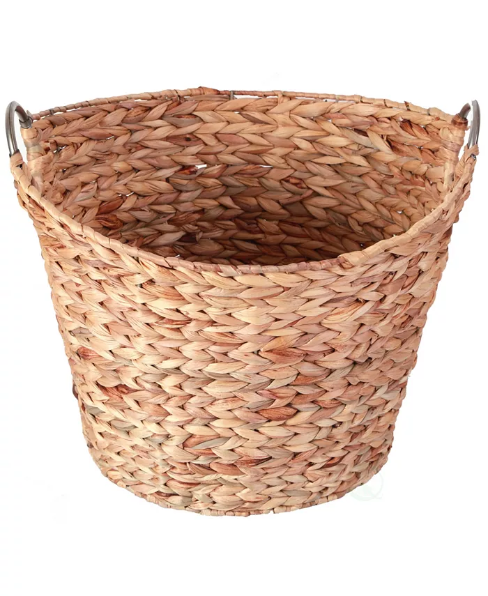 Vintiquewise Water Hyacinth Wicker Large Round Storage Laundry Basket with Handles - Intensery