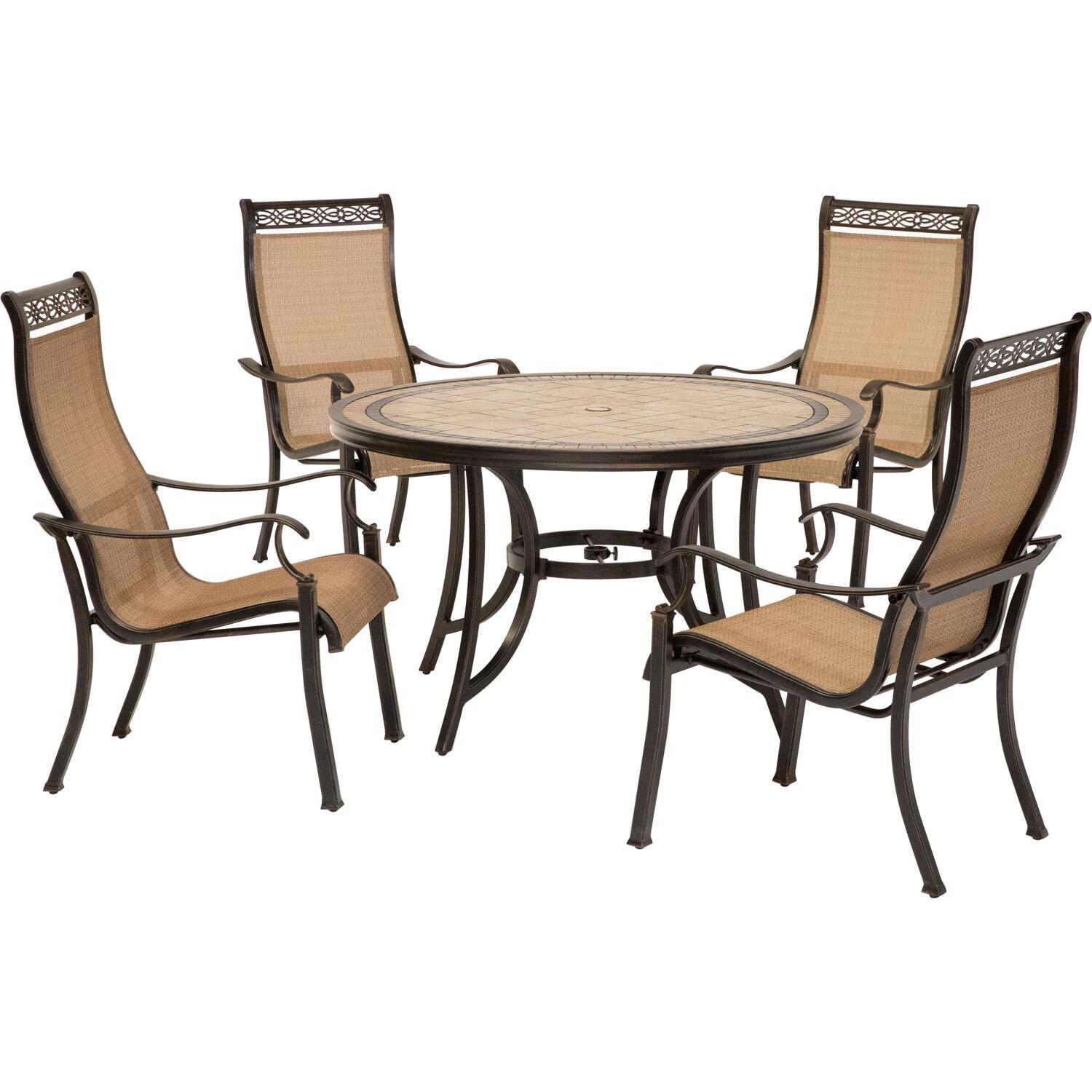 Hanover Monaco 5 pc Brown Aluminum Dining Set - Intensery