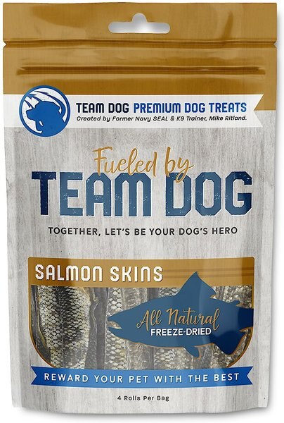 Team Dog Salmon Skins Dog Freeze-Dried Treats， 4 count - Intensery