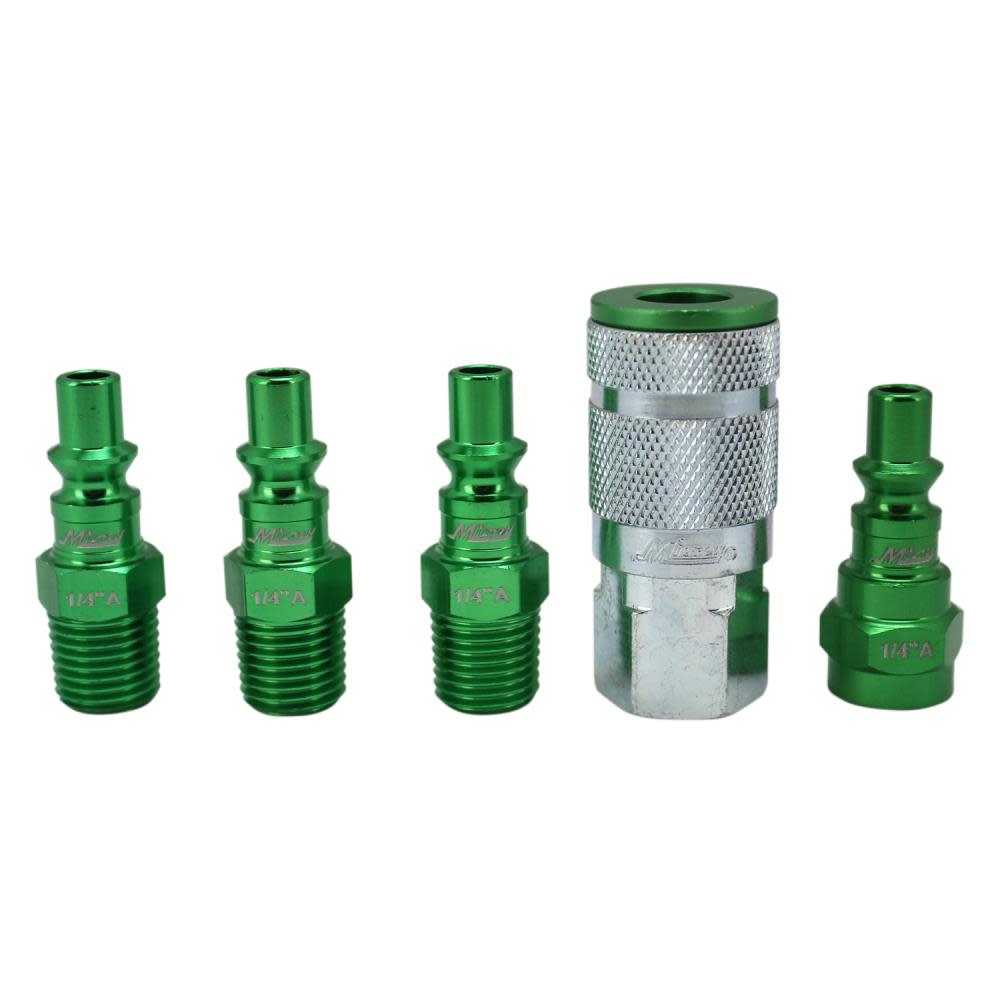 ColorFit® by Milton® S-305AKIT Coupler and Plug Kit(A-Style， Green)1/4 NPT， (5-Piece) - Intensery