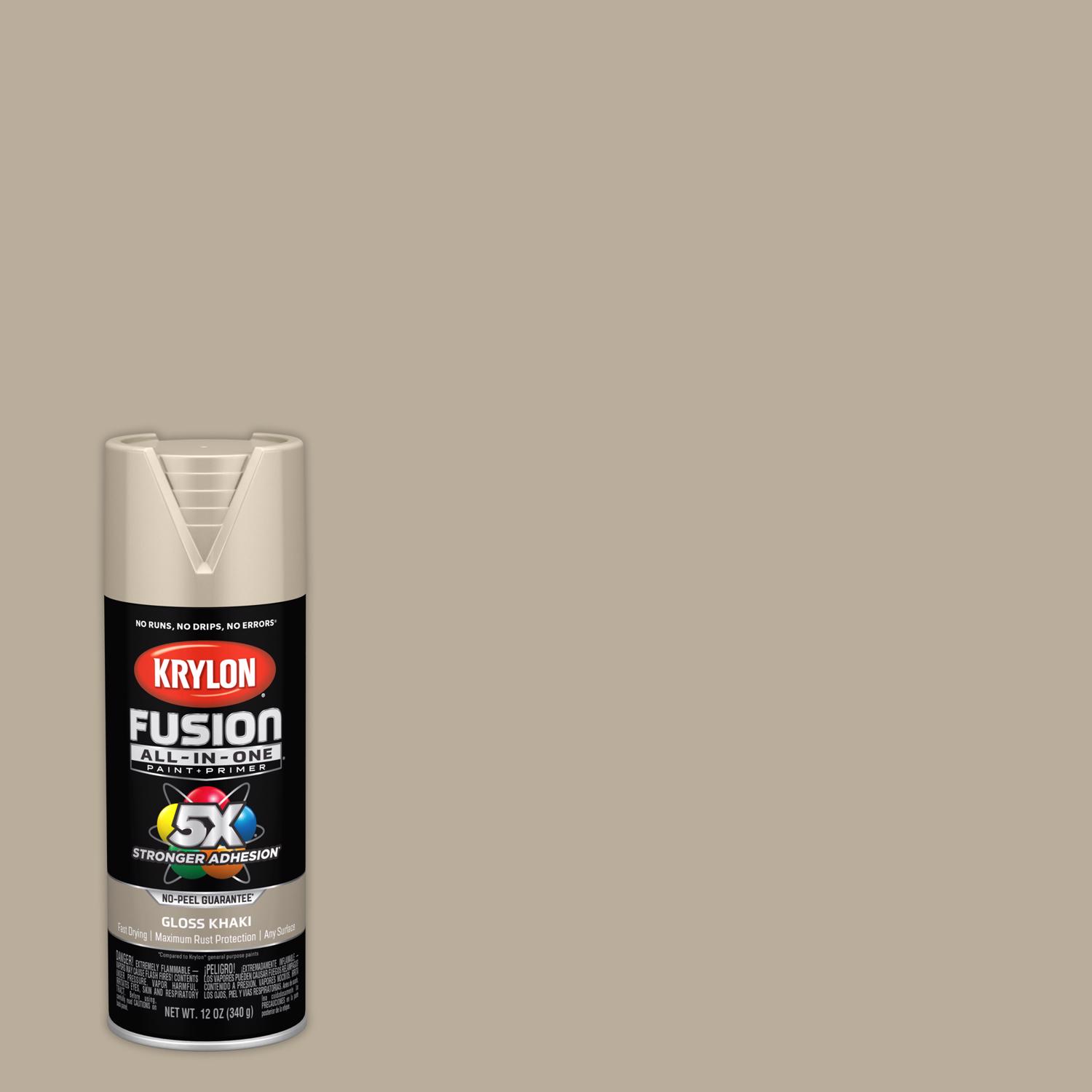 Krylon Fusion All-In-One Gloss Khaki Paint+Primer Spray Paint 12 oz - Intensery