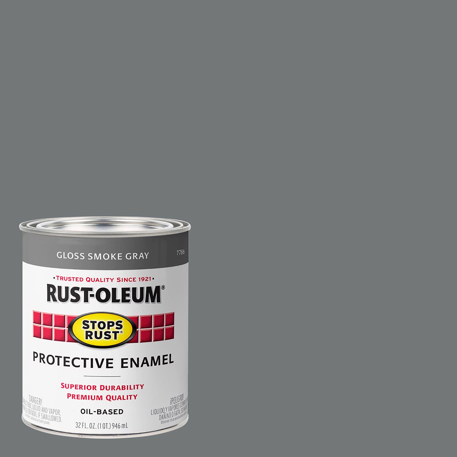 Rust-Oleum Stops Rust Gloss Smoke Gray Protective Enamel Exterior \u0026 Interior 1 qt - Intensery