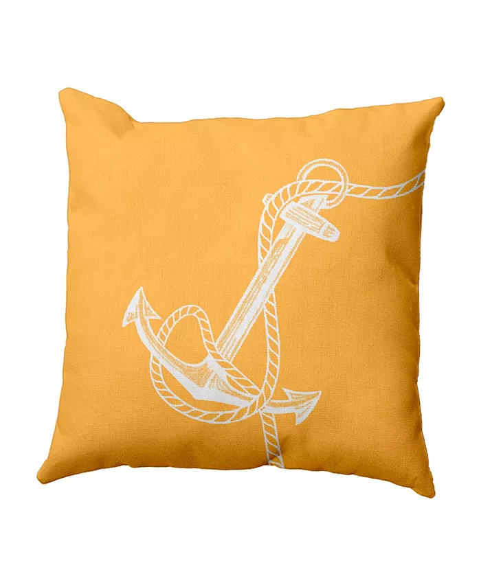 E by Design Anchored 16 Inch Yellow Decorative Nautical Throw Pillow - Intensery