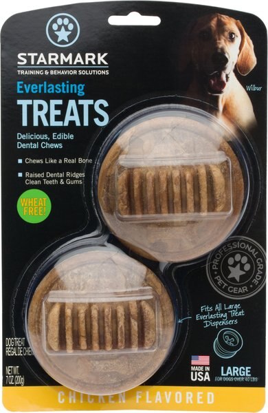 Starmark Everlasting Chicken Flavored Dental Dog Treats， Large， 2 count - Intensery