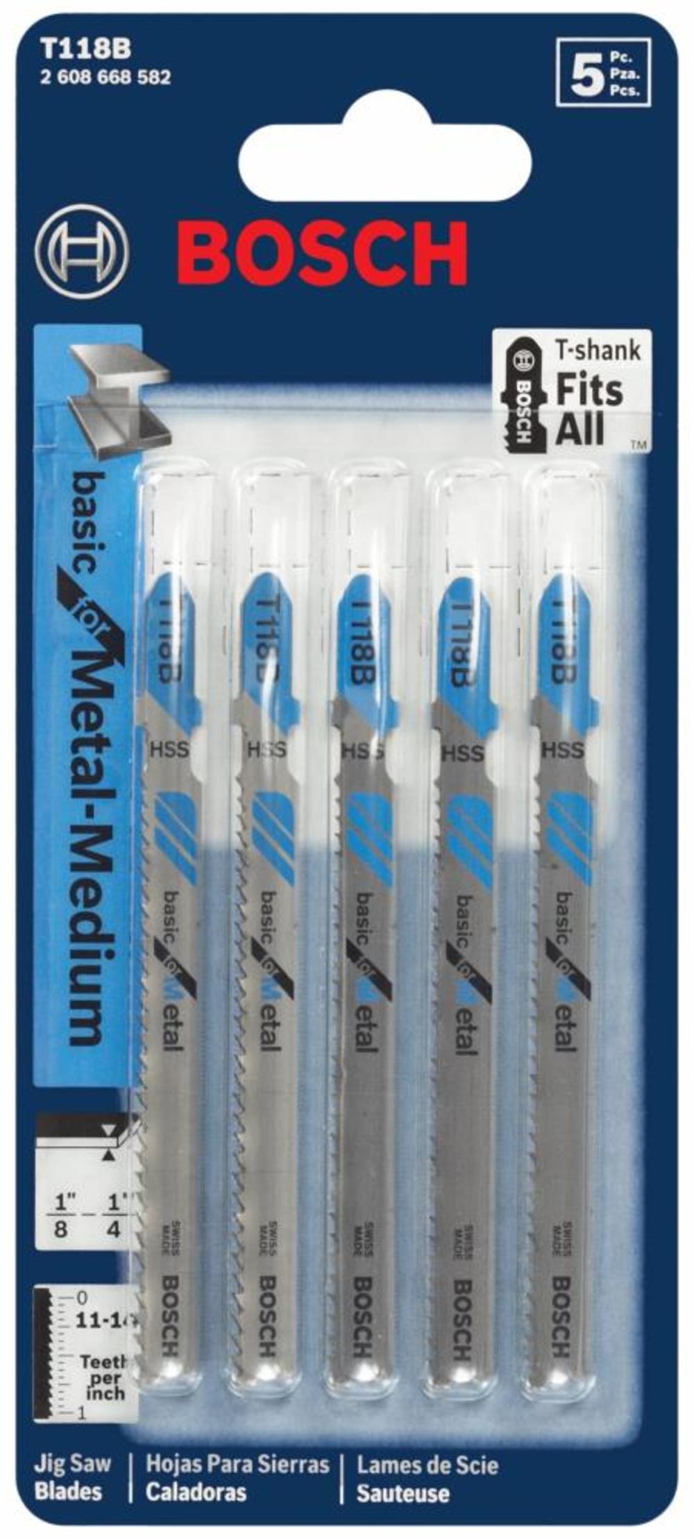 5 pc. 3-5/8 In. 11-14 TPI Basic for Metal T-Shank Jig Saw Blades - Intensery
