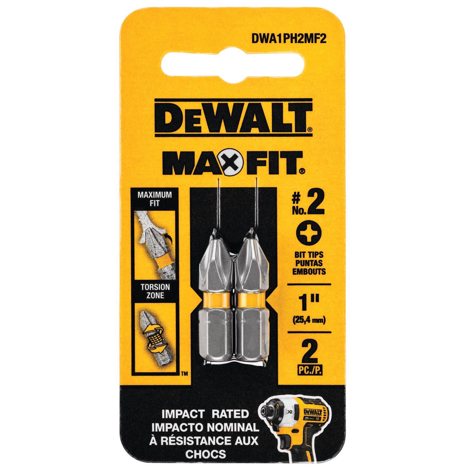 DeWalt Max Fit Phillips #2 X 1 in. L Screwdriver Bit Set Steel 2 pk - Intensery