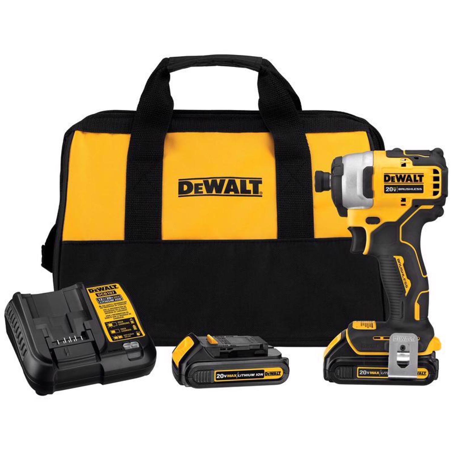 DeWalt 20V MAX ATOMIC 1/4 in. Cordless Brushless Impact Driver Kit (Battery \u0026 Charger) - Intensery