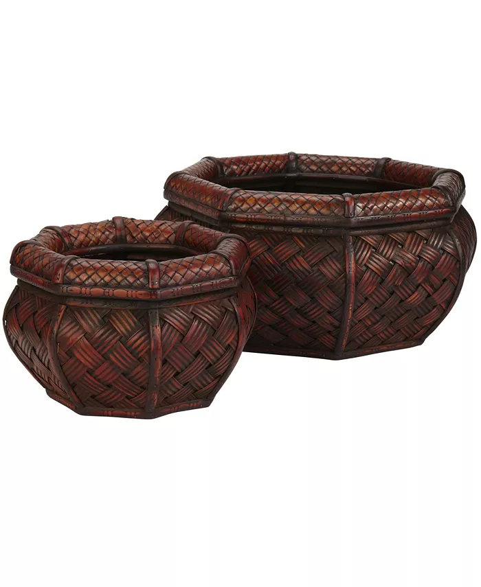 Nearly Natural Rounded Octagon Decorative Planters - Set of 2 - Intensery