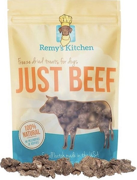 Remy's Kitchen Just Beef Flavor Freeze-Dried Dog Treats， 3-oz bag - Intensery