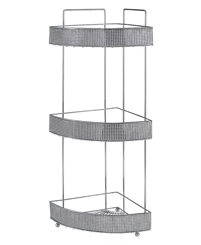 Bath Bliss 3 Tier Corner Bath Shelf in Pave Diamond Design - Intensery