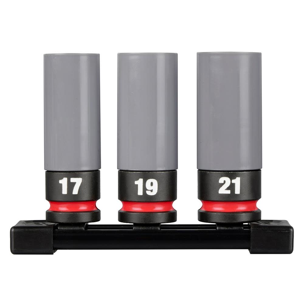Milwaukee SHOCKWAVE Impact Duty Socket 1/2 Drive Metric 3PC Lug Nut Wheel Set 49-66-7830 from Milwaukee - Intensery