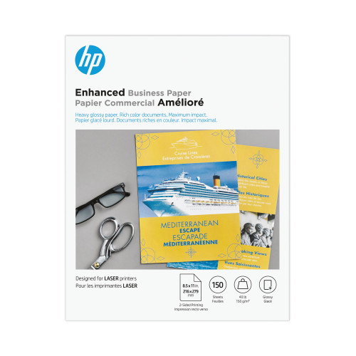 HP Color Laser Glossy Brochure Paper， 97 Bright， 40 lb Bond Weight， 8.5 x 11， White， 150/Pack (Q6611A) - Intensery