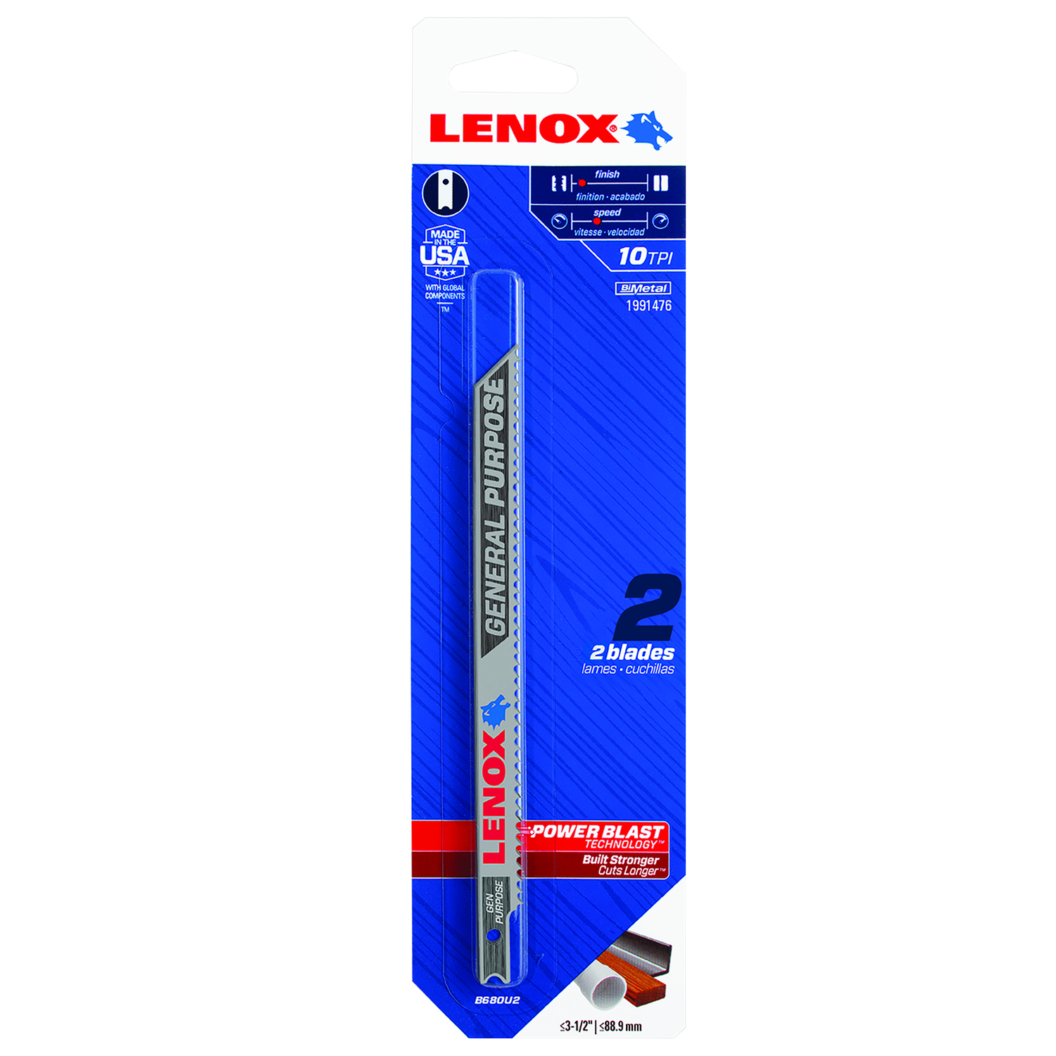 Lenox 5 -1/4 in. Bi-Metal U-Shank Wood， Metal， and Plastic Jig Saw Blade 10 TPI 2 pk - Intensery
