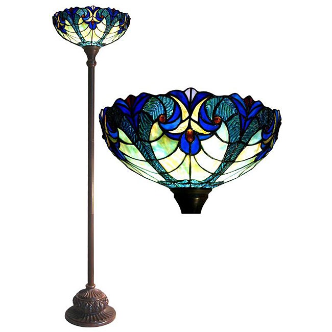 Tiffany-style Victorian Torchiere Bronze Finish Floor Lamp - Intensery