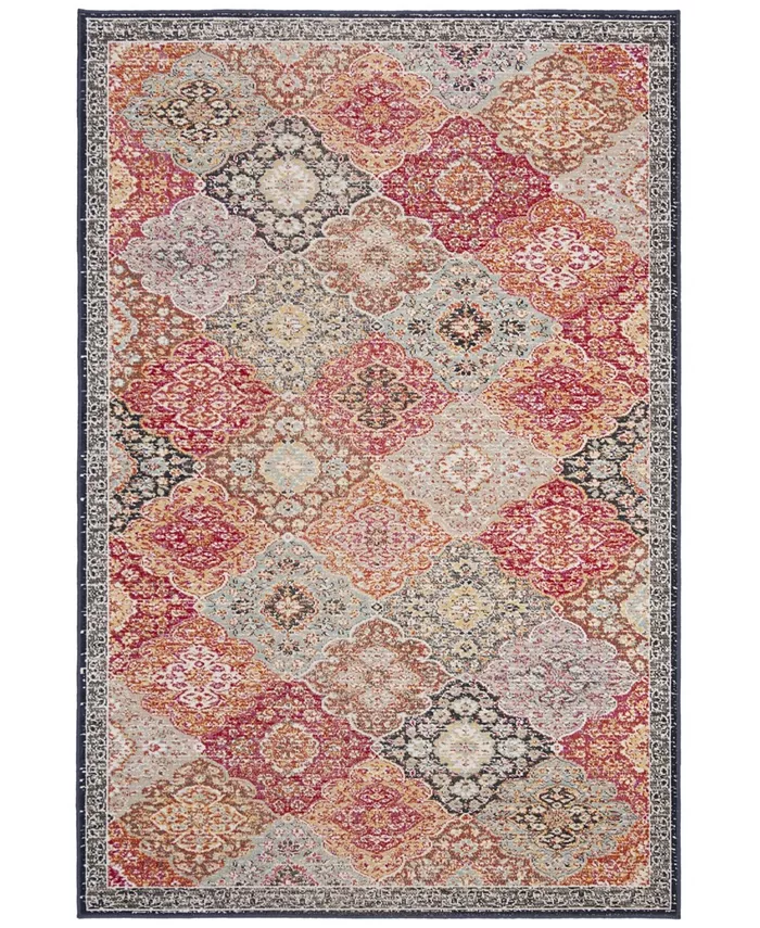 Safavieh Montage Red and Aqua 4' x 6' Outdoor Area Rug - Intensery