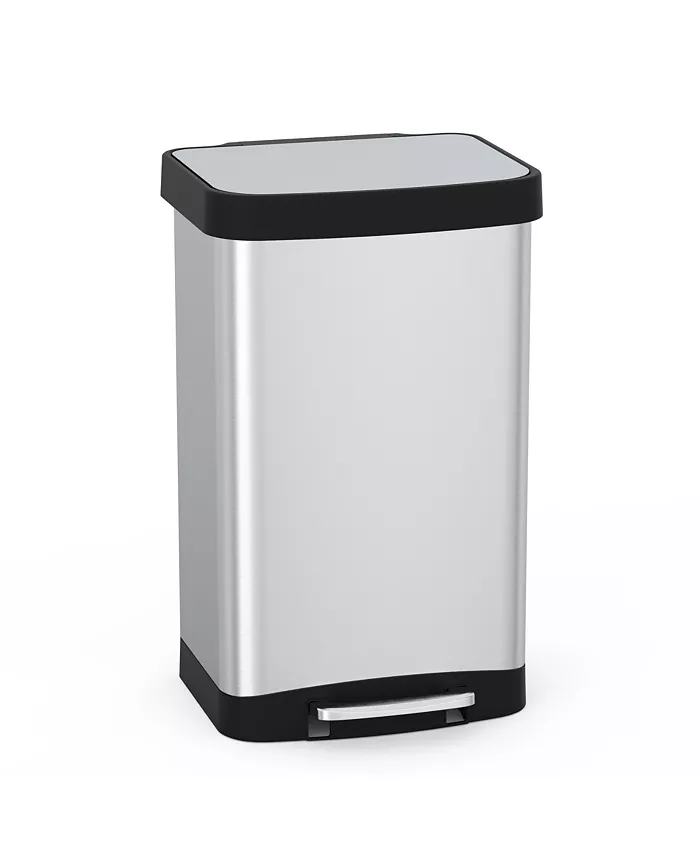 Mega Casa 14.5 Gal. 55 Liter Rectangle Step-On Stainless Steel Trash Can for Kitchen - Intensery
