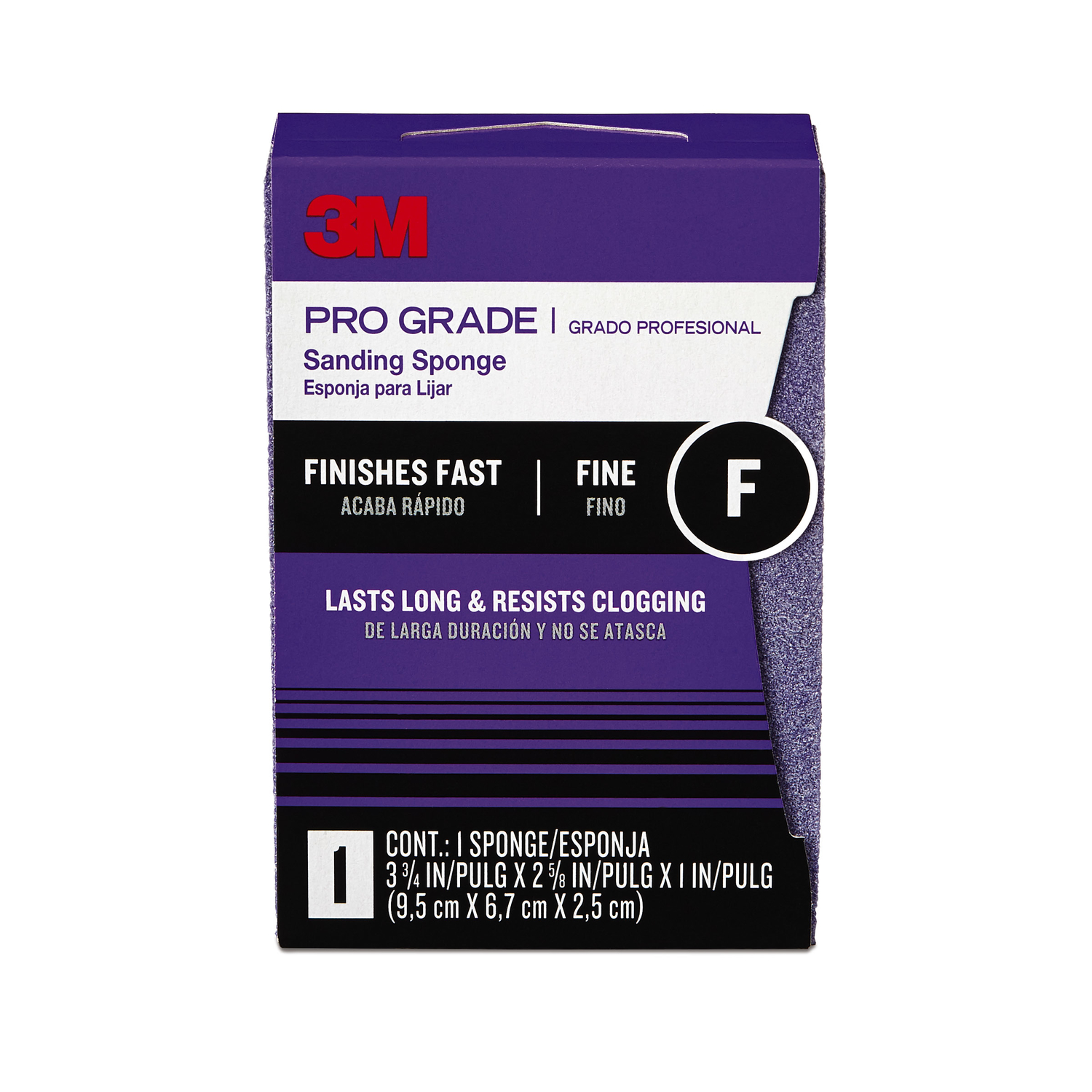 3M Pro Grade Precision 3-3/4 in. L X 2-5/8 in. W X 1 in. 100 Grit Fine Block Sanding Sponge - Intensery