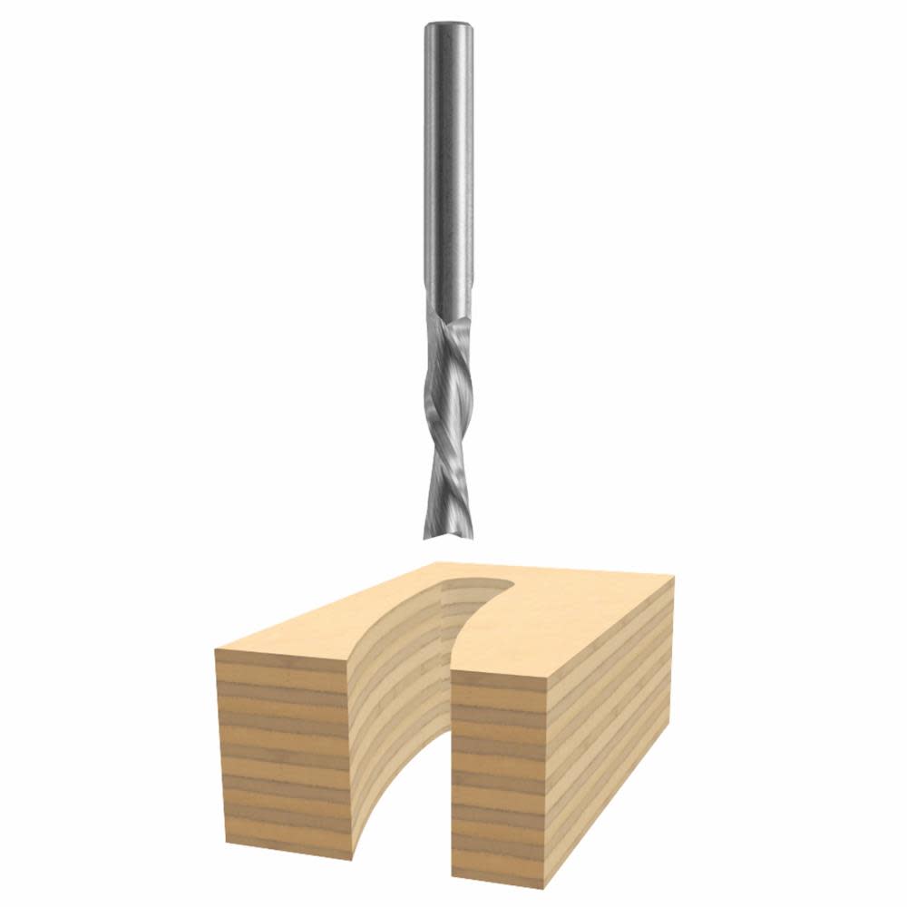 Bosch 1/4 In. x 3/4 In. Solid Carbide 2-Flute Downcut Spiral Bit 85902M from Bosch - Intensery