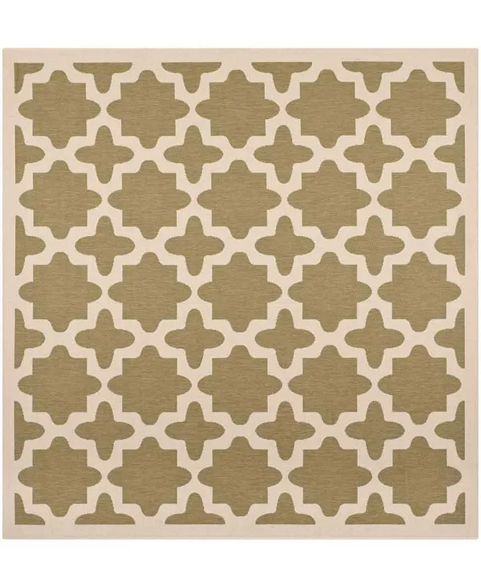 Safavieh Courtyard Green and Beige 4' x 4' Sisal Weave Square Outdoor Area Rug - Intensery