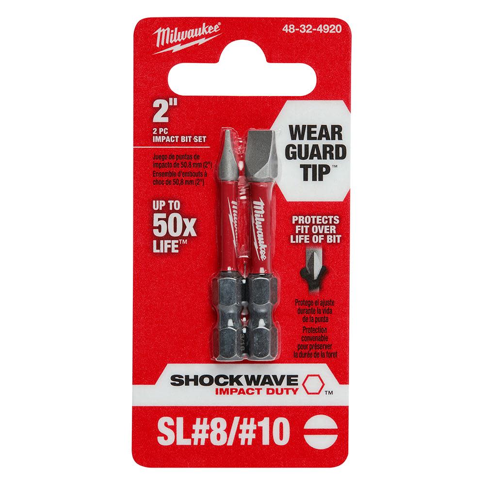 SHOCKWAVE™ Impact Duty 2 in. Slotted #8/#10 Power Bit (2 Pack) - Intensery