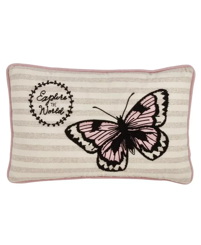 Saro Lifestyle Explore The World Butterfly Decorative Pillow， 13