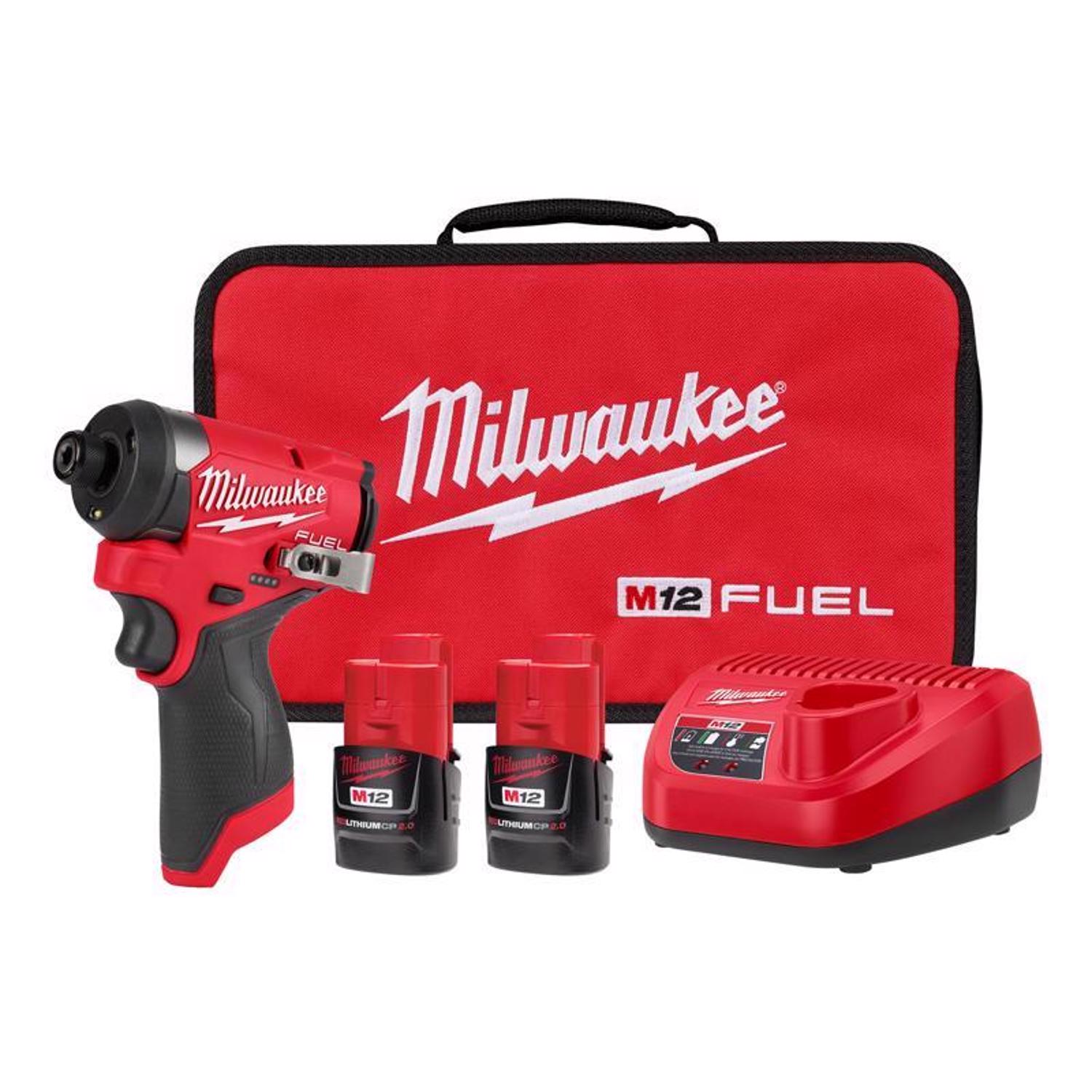 Milwaukee M12 FUEL 12 V 1/4 in. Cordless Brushless Impact Driver Kit (Battery \u0026 Charger) - Intensery