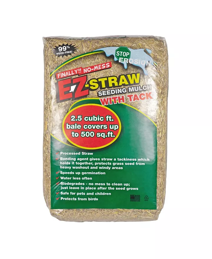 EZ-Straw EZ Straw Seeding Mulch with Tack， 2.5 Cubic Feet Pack of 1 - Intensery
