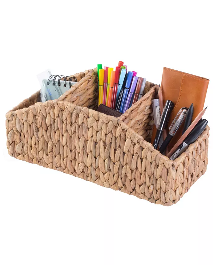 Vintiquewise Natural Water Hyacinth Storage Decorative Desk Organizer Caddy - Intensery
