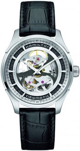 Hamilton Jazzmaster Viewmatic Skeleton Auto Silver Dial Black Alligator Leather Watchļ¼?40mm - Intensery